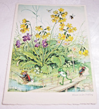 Alte Künstler-Postkarte *Hinaus in den Frühling* Fritz Baumgarten signiert