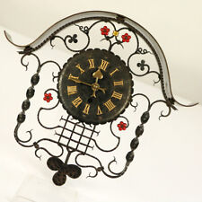 Heibi Wanduhr Schmiedeeisen mit Junghans Quartz Werk Vintage 50er Jahre