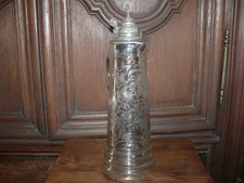 Rarität ca. 100 Jahre alter Glaskrug mit Henkel ca. 40 cm mit Zinndeckel