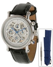 Unisexuhr Automatikuhrwerk mit Wechel-Lederarmband blau/schwarz X145