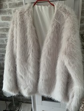 Elegante Felljacke Damen , super leicht, Gr. XL, weiß-beige, NEU