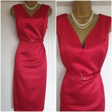 Vintage 40er 50er Dita Stil rot Satin Pencil Wiggle Weihnachten Kleid Gr. 14