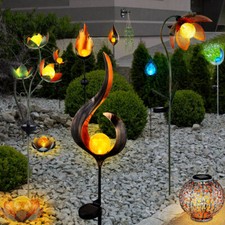 Steckleuchte Solarlampe Außenleuchte LED Terrasse Crackle Erdspieß Hängeleuchte
