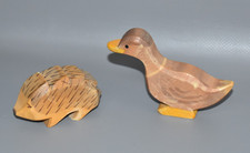 Ostheimer Tiere gebraucht Ente & Igel vintage Holz Figuren Fach #E5
