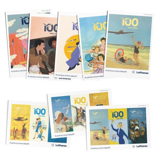 Lufthansa postkarten set 100 - postkarten,