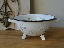 U8793 Emaille Sieb mit Griffen - EMAIL - Seiher - RAR - weiss