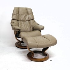 Ekornes Stressless Sessel Reno (S) mit Hocker taupe Leder Relax Bequem 