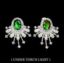 925Silber OHRRINGE Stecker Echte Edelsteine schwarzer Opal, 14k weißvergoldet