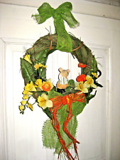 Türkranz Frühling Kranz 33cm Blüten Maus Osterglocken Deko grün gelb