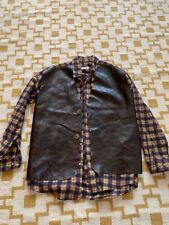 ROB ROY++HEMD++WINTER++FLEECE + KUNSTLEDER++BRAUN KARIERT+GR.M++COUNTRY