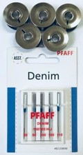 5x Metall Spulen + Original Pfaff Jeans Nadeln für Pfaff Nähmaschinen Varimatic