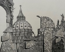 Hans-Georg Rauch Signierte große Orig. Radierung- Surrealismus Architektur EA Ex