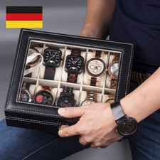 Uhrenkoffer Uhrenbox Leder für 10 Uhren Uhrenschatulle Watch Schmuck Anzeigefeld