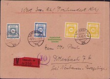 B21399 Brief SBZ Ostsachsen 53, 54, 55 Wertbrief Chemnitz 1946 nach Dittersbach