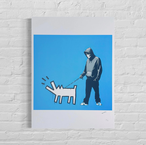 Banksy bellender hund - banksy, (blau)