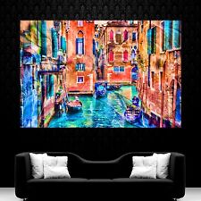 LEINWAND BILDER XXL ABSTRAKT VENEDIG BOOTE HAUS SCHIFF BUNT POP ART  WAND POSTER