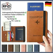 Reisepass🛫Hülle für Passport RFID PU-Leder Reise Brieftasche Pass Mappe Ausweis