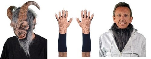 Krampus kostüm maske set - krampus,