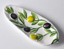 BASSANO KERAMIK  Löffelablage OLIVEN  Relief MEDITERRANES GESCHIRR