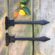 2 x Türscharnier, Torband schwarz Truhenband Antik Eisen Torbeschlag Mittelalter