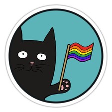 Schwarze Pride Katze Regenbogen Zeichen Setzen Aufkleber Sticker