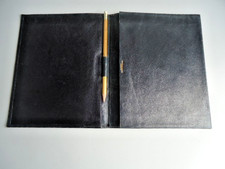 Alte Schreibmappe, Briefpapiermappe, schwarzes Leder, Paris, Vintage