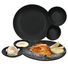 2x Servierteller Nero schwarz 3 geteilt Menüteller Speise-Teller Dessert-Platte