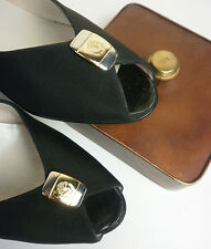 Denkstein Peeptoe Pumps made italy schwarz 80er True Vintage 80s black gold