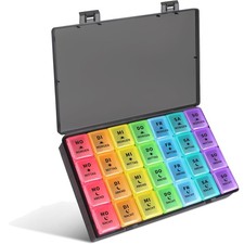 Tablettenbox 7 Tage, Pillendose, Wochenbox, 4 Fächer, schwarz, leicht