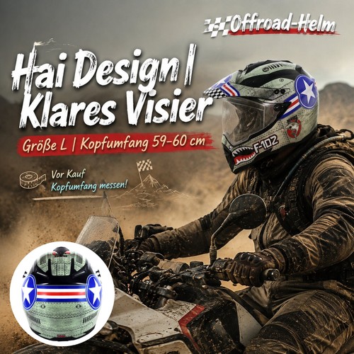 Offroad helm hai design - design, mit