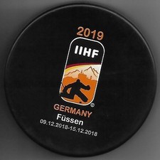 Eishockey Puck  U20 WM 2019 FÜSSEN DEUTSCHLAND DIVI 1  GRUPPE A   DEL NHL