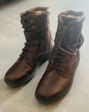 UGG Biker Boots Glattleder Gefüttert Lammfell Braun Gr. 37