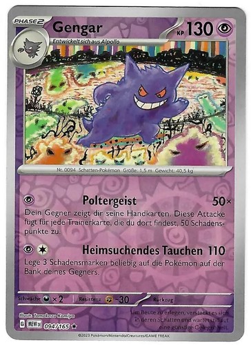 Pokemon karte gengar - gengar, 094/165