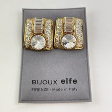 Vintage Schmuck Elfe Florenz Italien Strass Clip On Ohrringe 28 mm x 23 mm