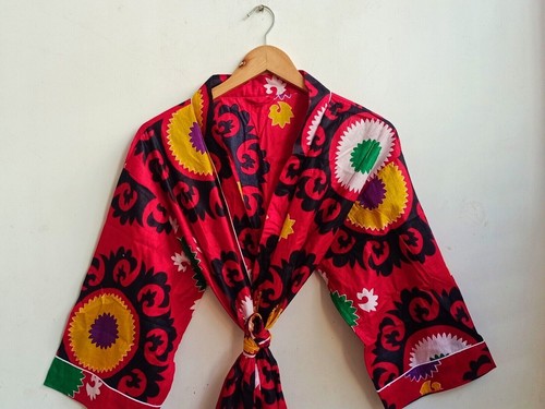 Roter suzani kimono nachtanzug - suzani,