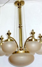 Wunderschöne Antik Messing Glaskugel Kronleuchter, Lüster 7 Flammig