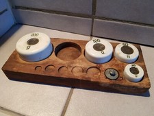 Alte Gewichte für Marktwaage., Porzelan-Keramik  und Eisen
