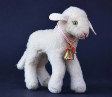 Vintage Mohair Spielzeug Steiff Lamby mit Etikett