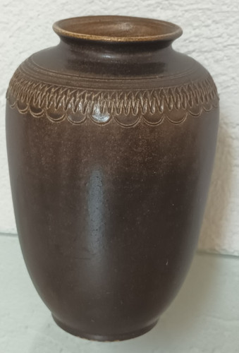 Steingut vase keramik braun - vase,