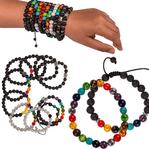 Chakra armband mit lavastein - chakra,