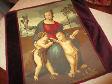 Große Kissenhülle  59 x 57 cm Gobelin Maria mit Engeln aufwändig gestickt