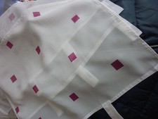 3x Fenstergardinen Bistrogardine Karo weiß Beere lila ca. 59x43 cm Schlaufe +7cm