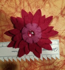 Brosche FILZ Blume Rot Rosa Schmuckstein rosa Unikat Handarbeit ca 12 cm Durchm.