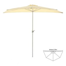 Balkon Sonnenschirm beige halbrund 2,7m Polyester 160 g/m²  Höhe 2,35m Kurbel