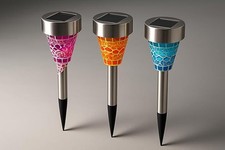 LED Solarleuchten Mosaik mit Erdspieß Solarlampe 3er Set Solarlampe Gartenleucht
