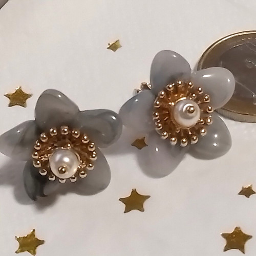 Ohrclips grau wunderschöne - grau,