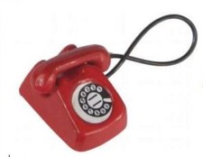 Puppenstube Miniatur - Nostalgisches Telefon rot 2 cm