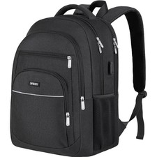 Großer  Laptop Rucksack 17,3 Zoll mit USB Schwarz