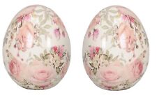 frühlingshaftes mittleres Deko-Ei Keramik-Ei Oster-Ei Keramik Motiv Rose 2 Stück