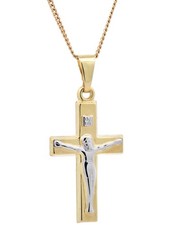 Anhänger Kreuz massiv 333 -8 Karat Gold mit vergoldeter Silberkette 
